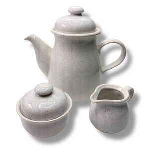 5 Piece Vintage German Democratic Republic Coffee Set Pot, Creamer, Sugar Bowl